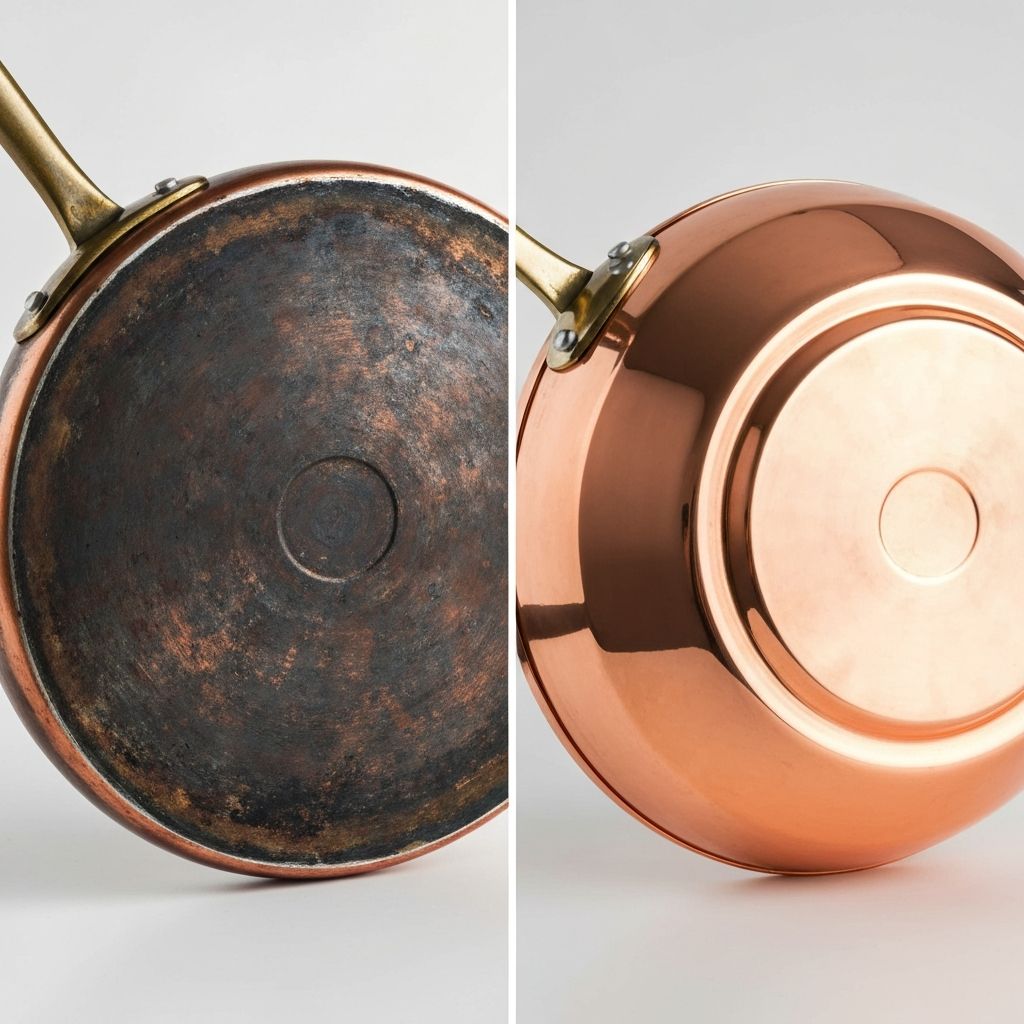 Before and after copper cleaning comparison