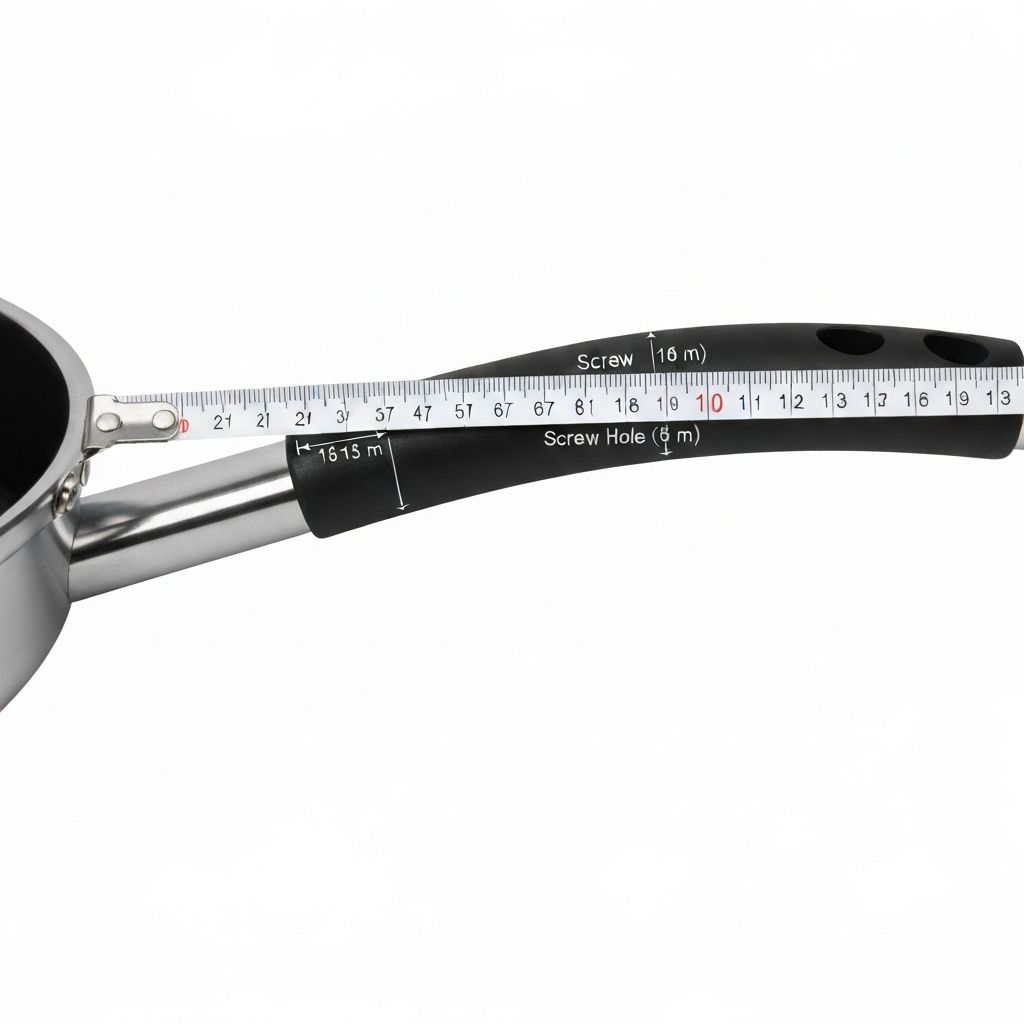 How to measure Revere Ware handle screw hole distance with measuring tape