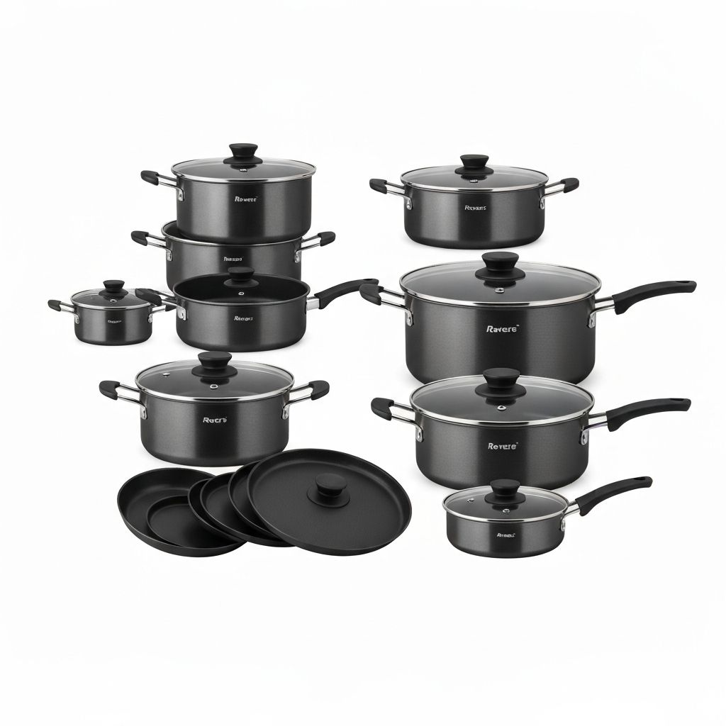 Revere Ware lids and pots showing compatibility between different sizes